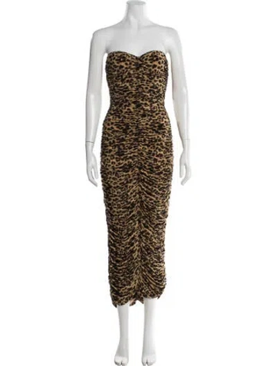 Pre-owned Norma Kamali Animal Print Long Dress W/ Tags In Neutral