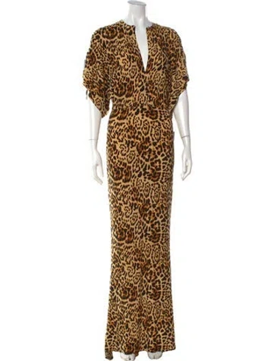 Pre-owned Norma Kamali Animal Print Long Dress W/ Tags In Neutral