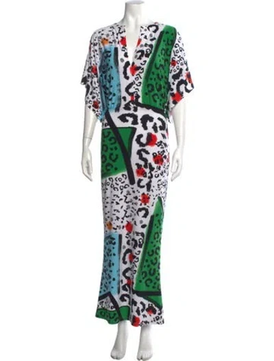 Pre-owned Norma Kamali Animal Print Long Dress In White