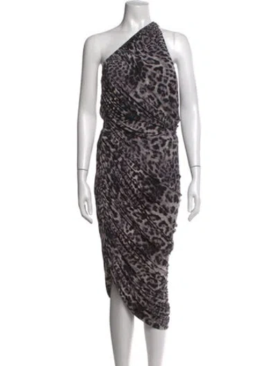 Pre-owned Norma Kamali Animal Print Midi Length Dress In Black/grey