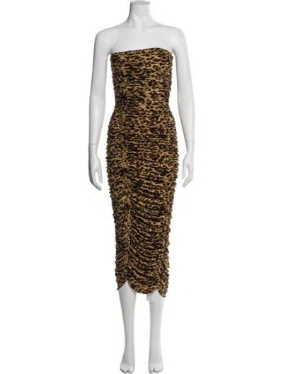 Pre-owned Norma Kamali Animal Print Midi Length Dress In Neutral