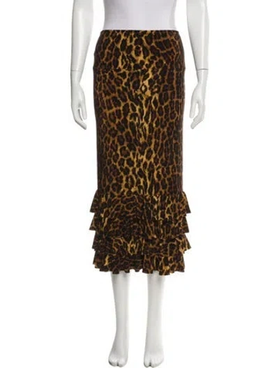 Pre-owned Norma Kamali Animal Print Midi Length Skirt In Multi