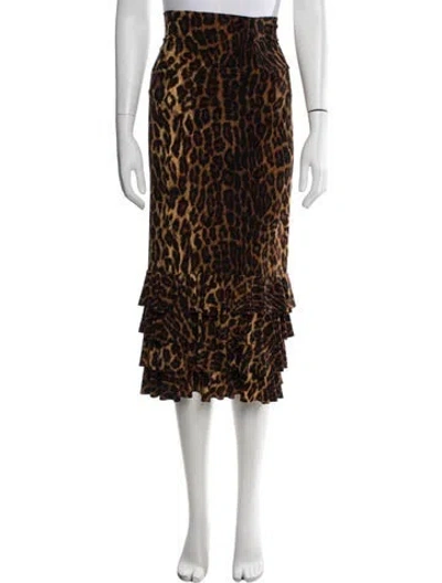 Pre-owned Norma Kamali Animal Print Midi Length Skirt In Multi