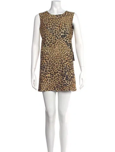 Pre-owned Norma Kamali Animal Print Mini Dress In Black