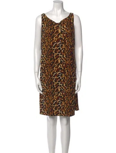 Pre-owned Norma Kamali Animal Print Mini Dress In Brown