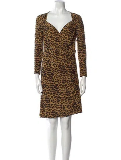 Pre-owned Norma Kamali Animal Print Mini Dress In Brown