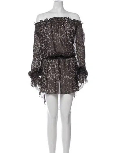 Pre-owned Norma Kamali Animal Print Mini Dress In Gray