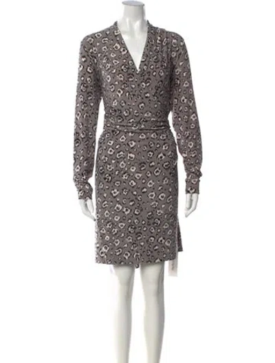 Pre-owned Norma Kamali Animal Print Mini Dress In Grey