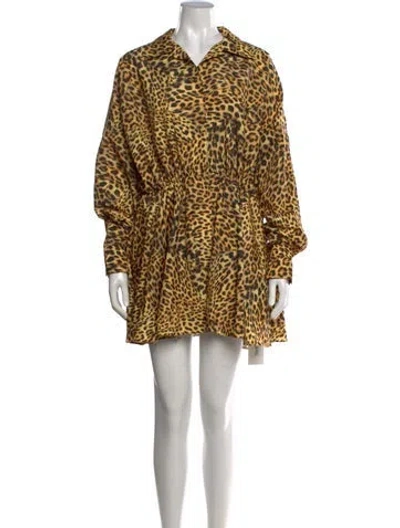 Pre-owned Norma Kamali Animal Print Mini Dress W/ Tags In Brown