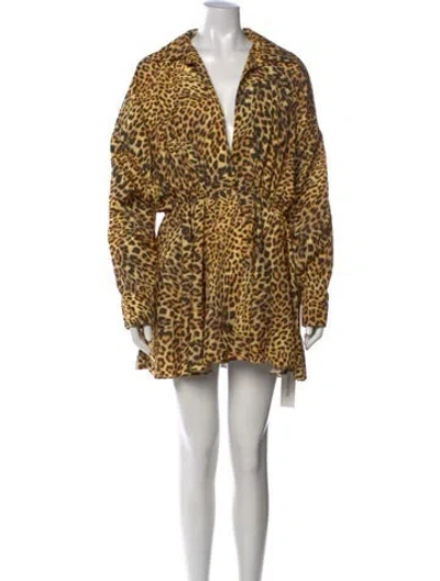 Pre-owned Norma Kamali Animal Print Mini Dress W/ Tags In Brown