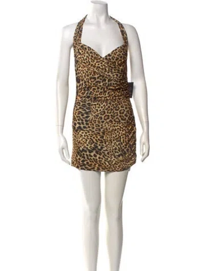 Pre-owned Norma Kamali Animal Print Mini Dress W/ Tags In Neutral
