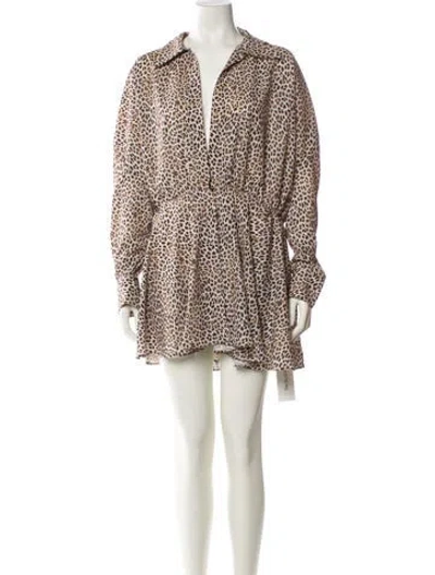 Pre-owned Norma Kamali Animal Print Mini Dress In White