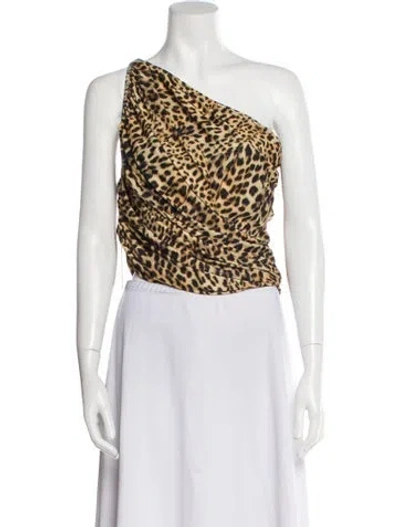 Pre-owned Norma Kamali Animal Print One-shoulder Crop Top W/ Tags In Multi