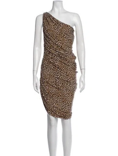 Pre-owned Norma Kamali Animal Print One-shoulder Top In Neutrals