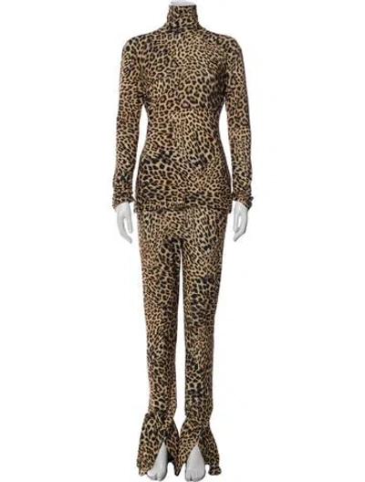 Pre-owned Norma Kamali Animal Print Pant Set W/ Tags In Multi
