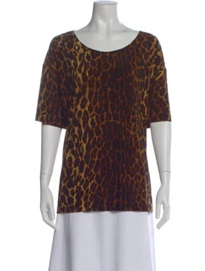 Pre-owned Norma Kamali Animal Print Scoop Neck Top In Multi