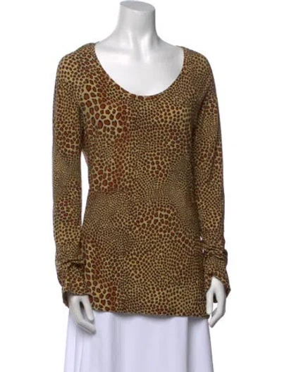 Pre-owned Norma Kamali Animal Print Scoop Neck Top In Neutral