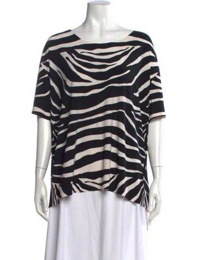 Pre-owned Norma Kamali Animal Print Scoop Neck T-shirt In Black