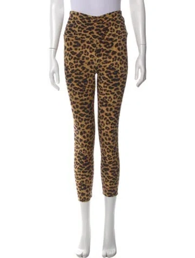 Pre-owned Norma Kamali Animal Print Skinny Leg Pants In Brown