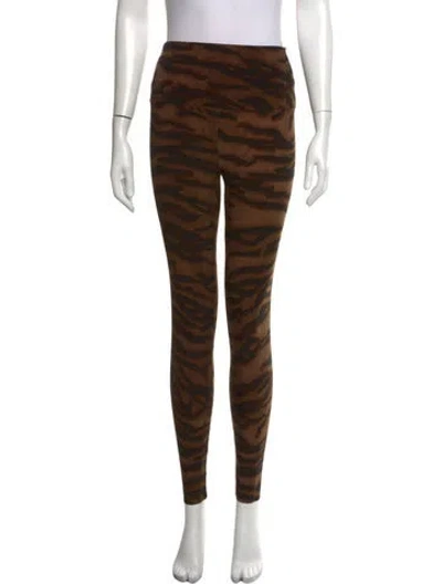 Pre-owned Norma Kamali Animal Print Skinny Leg Pants In Brown