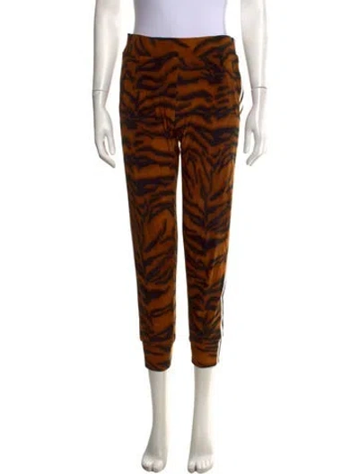 Pre-owned Norma Kamali Animal Print Straight Leg Pants In Orange