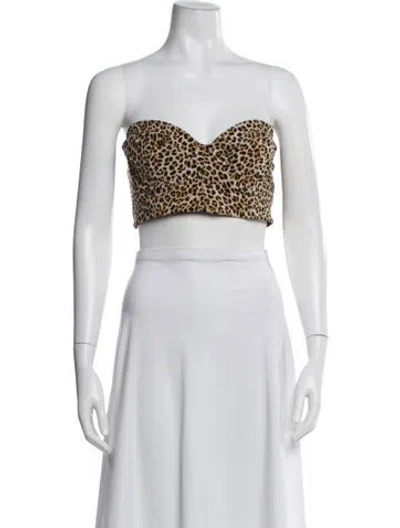 Pre-owned Norma Kamali Animal Print Strapless Crop Top W/ Tags