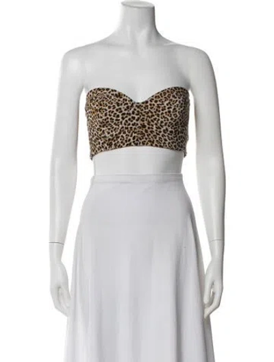 Pre-owned Norma Kamali Animal Print Strapless Crop Top W/ Tags In Black