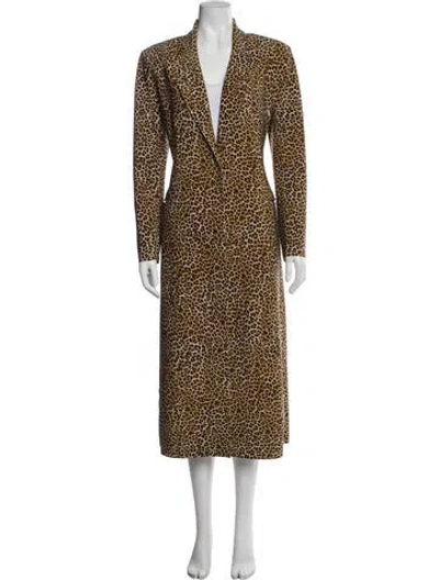Pre-owned Norma Kamali Animal Print Trench Coat In Neutral