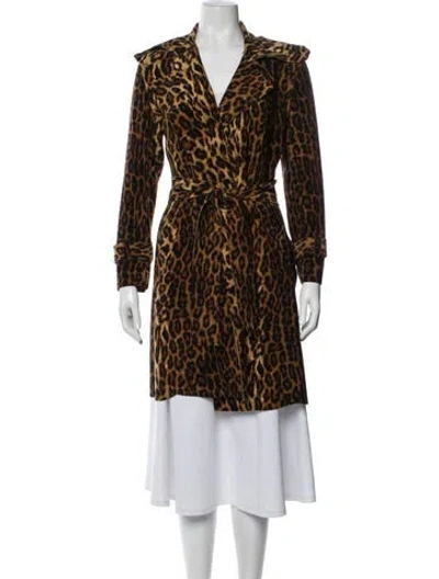 Pre-owned Norma Kamali Animal Print Trench Coat In Neutral