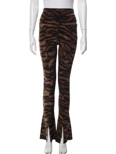 Pre-owned Norma Kamali Animal Print Wide Leg Pants In Brown