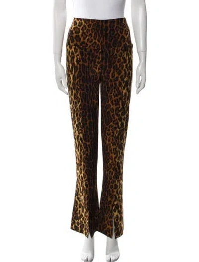 Pre-owned Norma Kamali Animal Print Wide Leg Pants In Brown