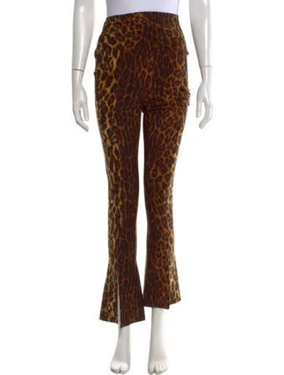 Pre-owned Norma Kamali Animal Print Wide Leg Pants In Brown