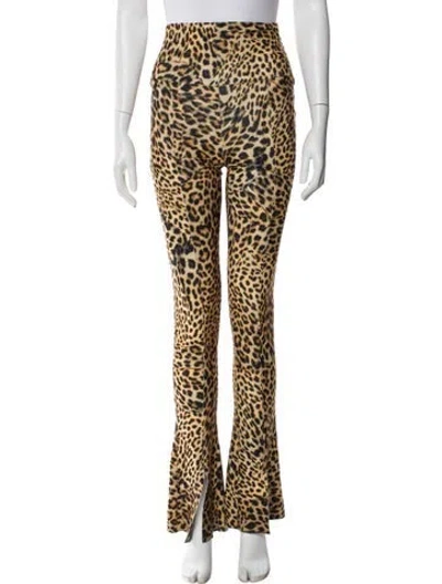 Pre-owned Norma Kamali Animal Print Wide Leg Pants In Brown