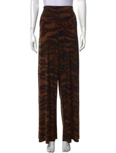 Pre-owned Norma Kamali Animal Print Wide Leg Pants In Brown