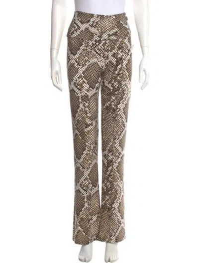 Pre-owned Norma Kamali Animal Print Wide Leg Pants In Neutral