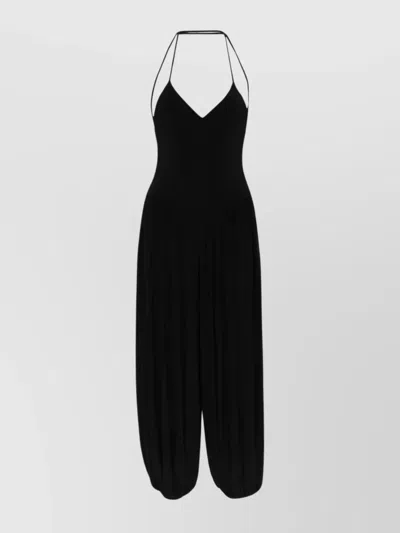 Norma Kamali Ankle Length Halterneck Wide Leg Trousers In Black