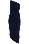Norma Kamali Diana Shirred One-shoulder Asymmetric Dress In Blue