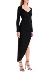 Norma Kamali Sweetheart Side Drape Stretch Velvet Gown In Black
