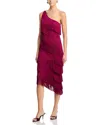 Norma Kamali Asymmetric Fringe Dress In Purple