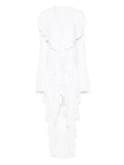 Norma Kamali Asymmetric Long-sleeve Dress In White