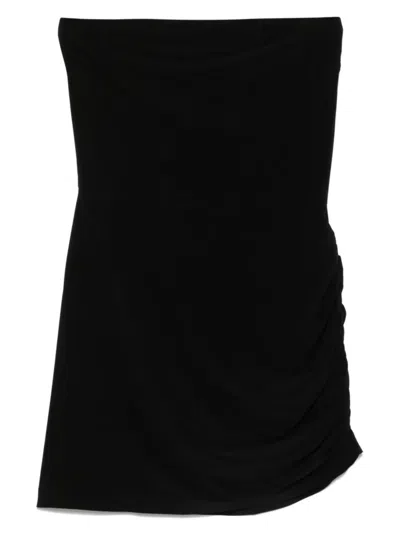 Norma Kamali Draped Strapless Mini Dress In Black