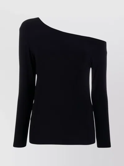 NORMA KAMALI ASYMMETRIC NECK SLIM FIT LONG SLEEVE TOP