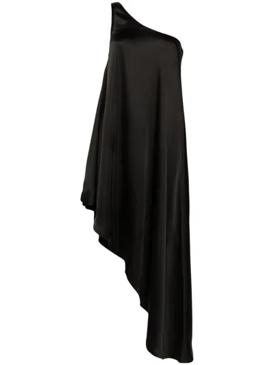 Norma Kamali Asymmetric Satin Tunic Dress In Black