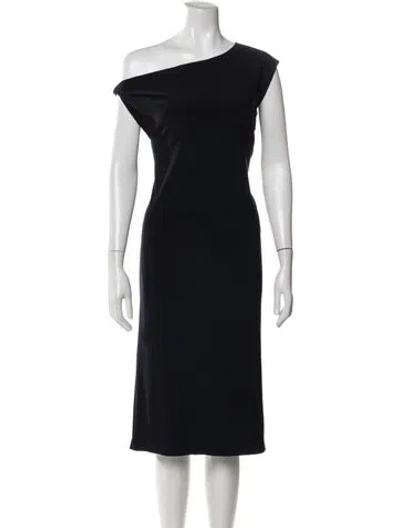 Pre-owned Norma Kamali Asymmetrical Knee-length Dress In Blue