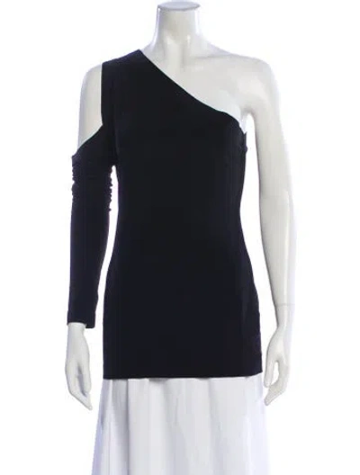 Pre-owned Norma Kamali Asymmetrical Long Sleeve Top In Black