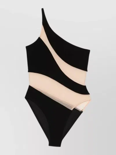 Norma Kamali Asymmetrical Mesh One Shoulder Swimsuit Design