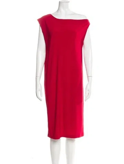 Pre-owned Norma Kamali Asymmetrical Midi Length Dress In Red