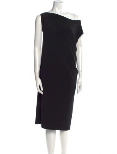 Pre-owned Norma Kamali Asymmetrical Midi Length Dress W/ Tags In Black