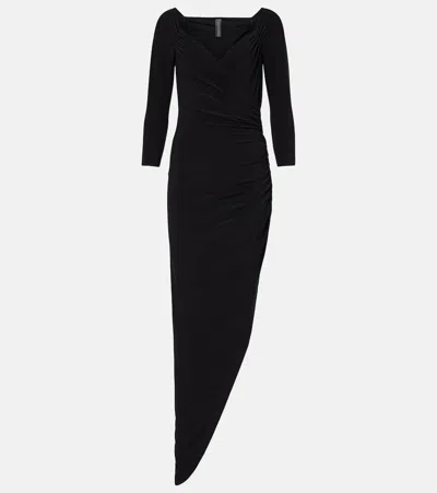 NORMA KAMALI ASYMMETRICAL OFF-SHOULDER GOWN