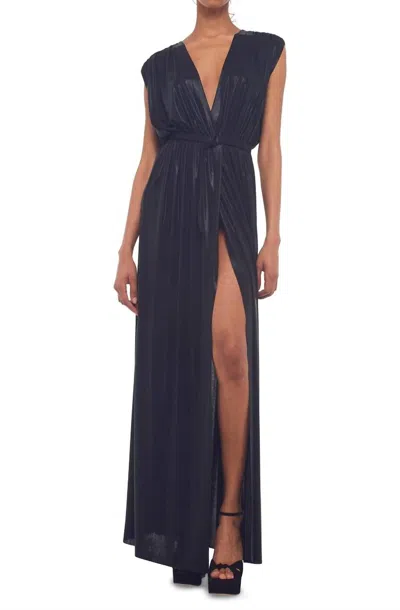 Norma Kamali Athena Maxi Dress In Black In Blue